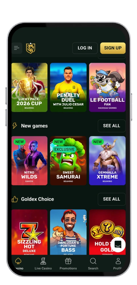 GoldexCasino Kasino registrieren